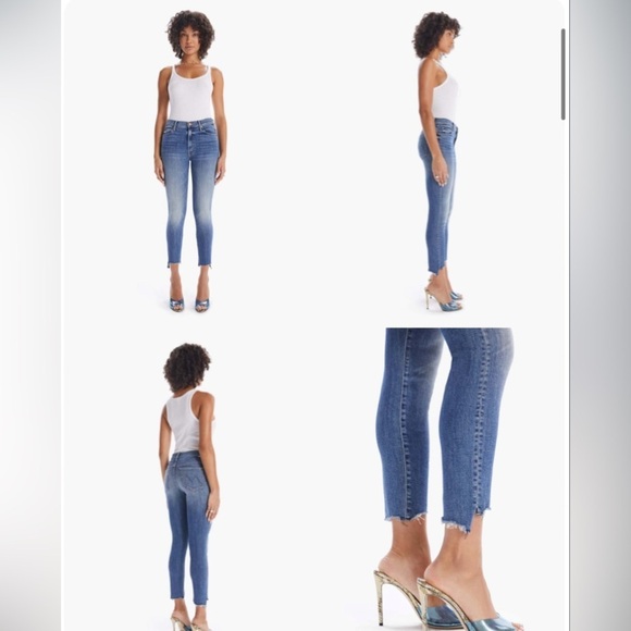 MOTHER THE STUNNER ZIP ANKLE STEP FRAY IN WALKING ON COALS HIGH RISE RAW HEM - Picture 2 of 15